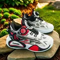 Boys and girls breathable mesh basketball shoes with rotating dial lace system - Red