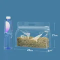 Transparent self-sealing stand-up food pouch with 28x21x8cm dimensions displayed - Handle Clear Style / 28*21+8cm