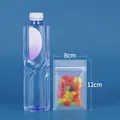 Small frosted 8x12cm resealable plastic food bag with zipper closure on blue background - Right Angle Style / 8*12cm (100 Pieces/Pack)