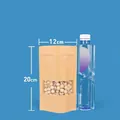Self-standing kraft paper food bag with frosted window, 12x20cm size comparison display - 100 Pieces (12x20+4cm) / Brown Matte Kraft Paper