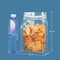 Transparent eight-side sealed stand-up food storage bag, 16x26x8cm size with zipper seal - Clear 16*26+8cm