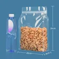 Large transparent eight-side seal stand-up food pouch with zipper seal, size 20x30x8cm - Clear 20*30+8cm