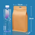 Kraft paper stand-up pouch with zipper seal, sized 14x24x6cm for tea and snacks. - 14x24+6cm Thickness 0.28mm