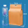 Eight-side sealed orange kraft paper bag with zipper and hang hole, 16x26x8cm size. - 16x26+8cm Thickness 0.28mm