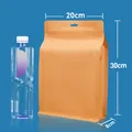 Orange eight-side sealed zip lock kraft paper bag 20x30x8cm for food packaging and storage - 20x30+8cm Thickness 0.28mm