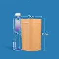 Self-standing kraft paper stand-up pouch with zip lock, 15x21cm food packaging bag - 15*21+4cm