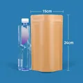 Bolsa kraft marrón tipo stand-up con cierre zip para alimentos, tamaño 15x24cm bolsa - 15*24+4cm
