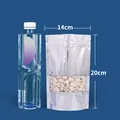 Silberner Standbeutel aus Aluminiumfolie 14x20cm mit Fenster für Snack-Verpackungen - 100 Stück/Packung (14x20+4cm)