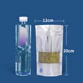 Silberner Standbeutel aus Aluminiumfolie mit Sichtfenster und Zipper, Größe 12x20 cm - 100 Stück/Packung (12x20+4cm)