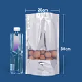 Silberner Standbodenbeutel aus Aluminiumfolie mit Fenster, Größe 20x30cm für Lebensmittel - 100 Stück/Packung (20x30+5cm)