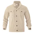 Stilvolle Herren Cordjacke mit Stehkragen und Taschen in elegantem Khaki-Beige - Aprikose