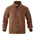 Braune Cordjacke für Herren mit Stehkragen und Brusttaschen für den Herbstlook - Braun