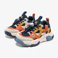 Kids' navy and orange chunky synthetic leather sports shoes with pig-nose buckle - 27 / Blue Orange