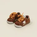 Zapatillas marrones bicolores para niños con cordones naranjas y detalle estrella - Talla 16 / Interior 12.5cm / Marrón
