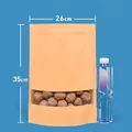 Large 26x35cm Kraft paper stand-up pouch with clear window and resealable zipper - 100 Pieces (26x35+5cm) / Brown (Clear Style)