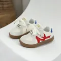Toddler German trainer sneakers with soft sole and stylish red accents - Size 28 / GAT Style (A529) / White