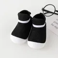 Breathable black baby walker sock shoes featuring soft white rubber soles for infants - Inner Length 11 (11.5cm) / Black