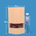 20x30cm kraft paper stand-up pouch with clear window for nut and tea food packaging - 100 Pieces (20x30+5cm) / Brown (Clear Style)