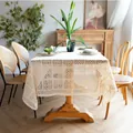 Nappe vintage française en dentelle crochetée crème pour décoration de table élégante - Treillis Carré (Dentelle Baiyun) / 60x60cm (Petit Couvercle Carré) / Blanc Cassé