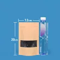 12x20cm kraft paper stand-up pouch with clear window for food packaging and storage - 100 Pieces (12x20+4cm) / Kraft Paper with Clear Window