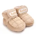 Warme Baby-Winterstiefel mit weichem Pelzfutter und gestepptem Obermaterial - Aprikose