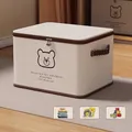 Medium 50L foldable fabric clothes storage box with cute bear print, 38x26x26cm - Beige Teddy Bear / Medium (38*26*26cm)