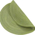 Durable round green woven placemat with textured circular pattern and heat resistance - 38cm Round / 12-Piece Set / Green Echo Wave