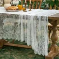 Elegante runner da tavola in pizzo francese bianco con ricami floreali per matrimoni. - 150*300CM / Pizzo Ciglia Bianco