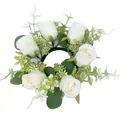 Ghirlanda artificiale con rose bianche ed eucalipto per decorazione di candele e interni - Confezione da 4 / Bianco