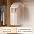 Hanging garment bag with clear window for closet clothes storage, 90x30x60cm white mesh - 30x60x90cm