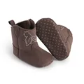 Bottes de cowboy pour bébé en marron avec broderie blanche et semelle antidérapante - Café