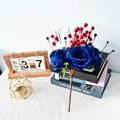 Bouquet de roses artificielles rouge blanc bleu pour la fête de l'Indépendance - Taille 35cm / Branche du Jour de l'Indépendance