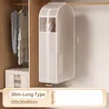 Narrow white breathable hanging garment dust cover bag for closet storage with clear window - 30x60x120cm