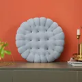 Blue biscuit-shaped plush round seat cushion for luxury home and office chair decor - Round Biscuit Shape / Gray