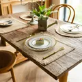 Rustic rectangular jute placemat with fringe edges for vintage farmhouse table decoration - 38cm Round / Yellow Fringe