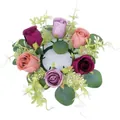 Artificial eucalyptus and rose candle ring wreath for festive home decor - 4 Pcs Pack / Purple