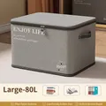 80L large grey fabric clothes storage box with zipper lid 45x30x30cm for wardrobe - Grey Letter / Large (45*30*30cm)