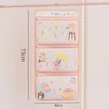 3-layer pink hanging mesh storage organizer with cute cartoon cat patterns for closet - 73cm x 40cm