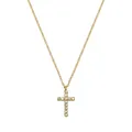 Elegant gold-toned titanium steel cross pendant necklace with sparkling clear zircon stones - Gold Zircon