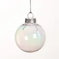 Clear iridescent Christmas ball ornament with silver cap for holiday tree decor - 6cm / Iridescent