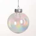Elegante bola de Navidad transparente irisada con tapa plateada para decoración DIY - 8cm / Iridiscente