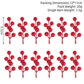Set de 12 tallos de bayas de acebo rojas artificiales para manualidades Navidad, 9.5cm - Bayas rojas / Juego de 12 / Rojo