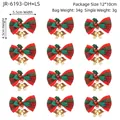 Juego de 12 lazos navideños a cuadros rojos y verdes con cascabeles dorados - Lazo de Cuadros / Juego de 12 / Rojo
