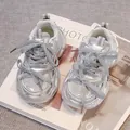 Silver rhinestone children's dad shoes for jazz dance and street dance performances. - 26 / Silver