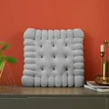 Premium soft gray biscuit-shaped plush seat cushion for office and home dining chairs - Square Biscuit Shape / Gray