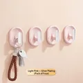 4-pack light pink and silver adhesive wall hooks for no-drill home organization - Set of 4 / Light Pink