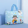 Blue Oxford cloth quilt storage bag with cartoon boy and name tag - M / Airplane Boy