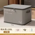 Large 150L grey fabric storage box for clothes with ENJOY LIFE print 50x35x30cm - Grey Letter / Extra Large (50*35*30cm)