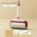 Multifunctional 3-in-1 lint roller for pet hair and clothes with TPE scraper and copper strip - 12cm (1 Handle + 1 Core) / Cream Red