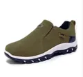 Casual men's olive green suede outdoor hiking slip-on shoes with white lug sole - 38 / 005-1 Slip-on Green